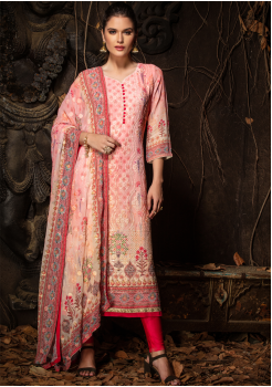 Pink Color Designer Viscose Straight Cut Suit